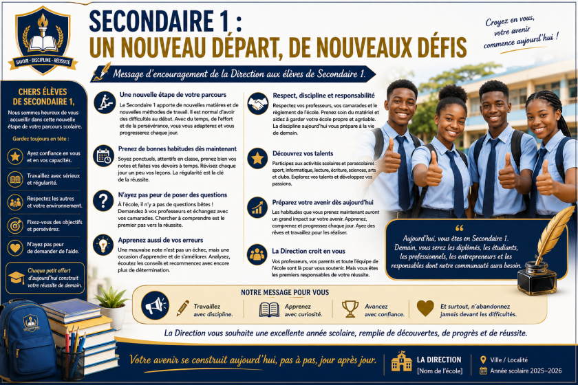 Secondaire I, nouveau départ
